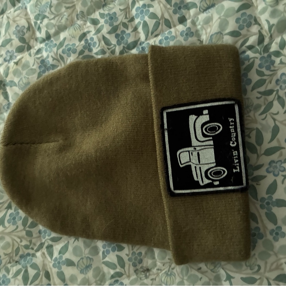 Tan Beanie with Patch